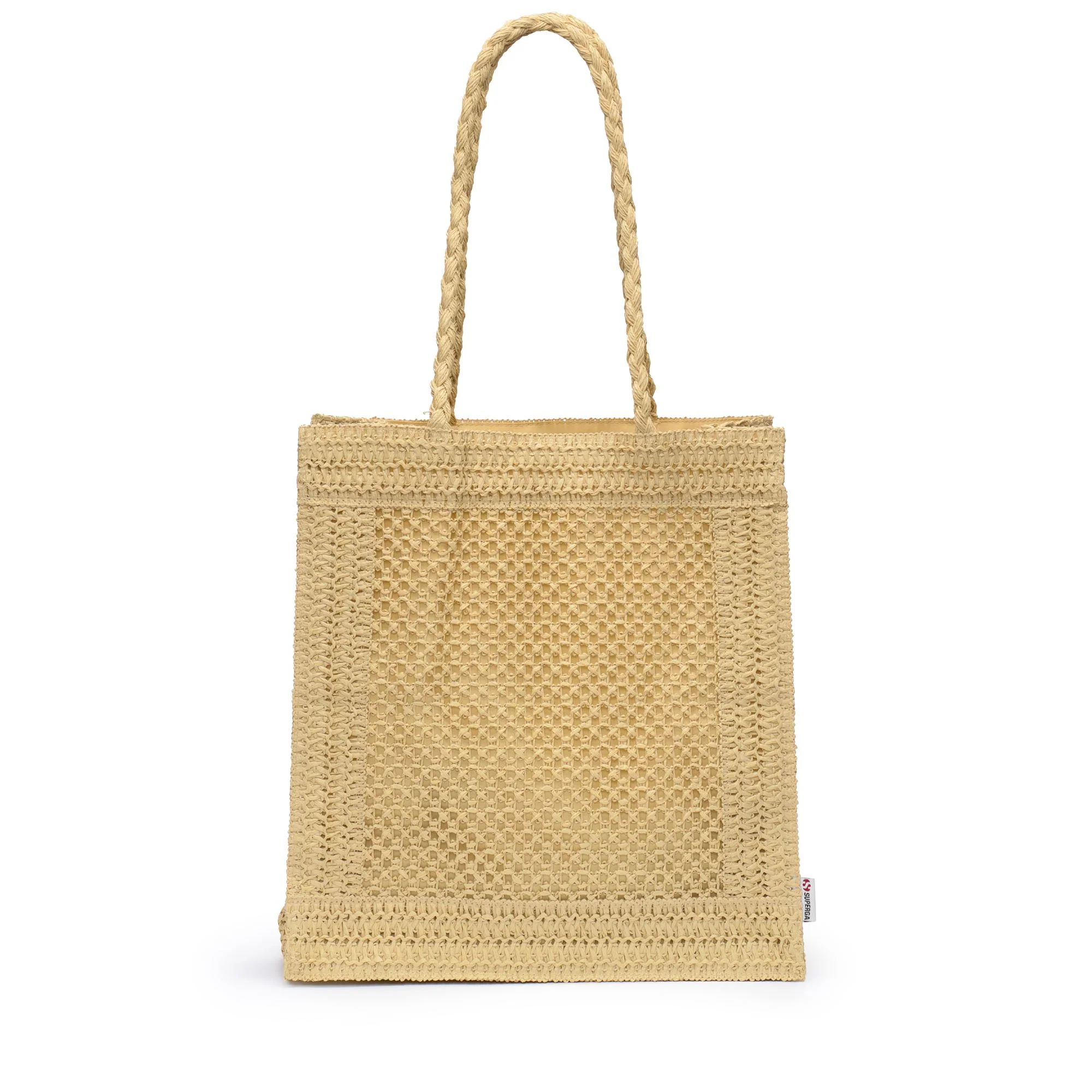 TOTE BAG SQUARE RAFFIA - Bags - Tote Bag - Woman - Beige Ecru