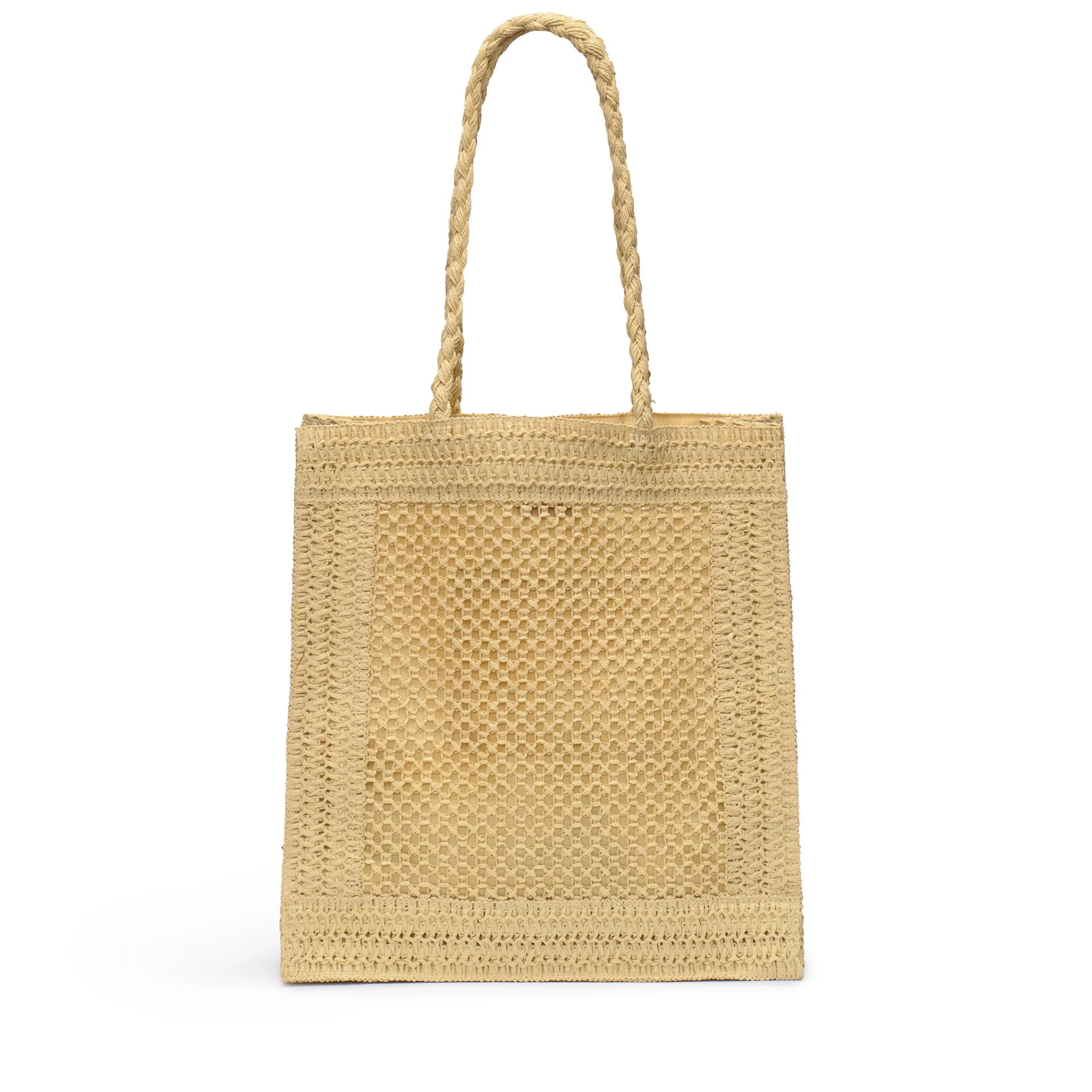 TOTE BAG SQUARE RAFFIA - Bags - Tote Bag - Woman - Beige Ecru - Image 3
