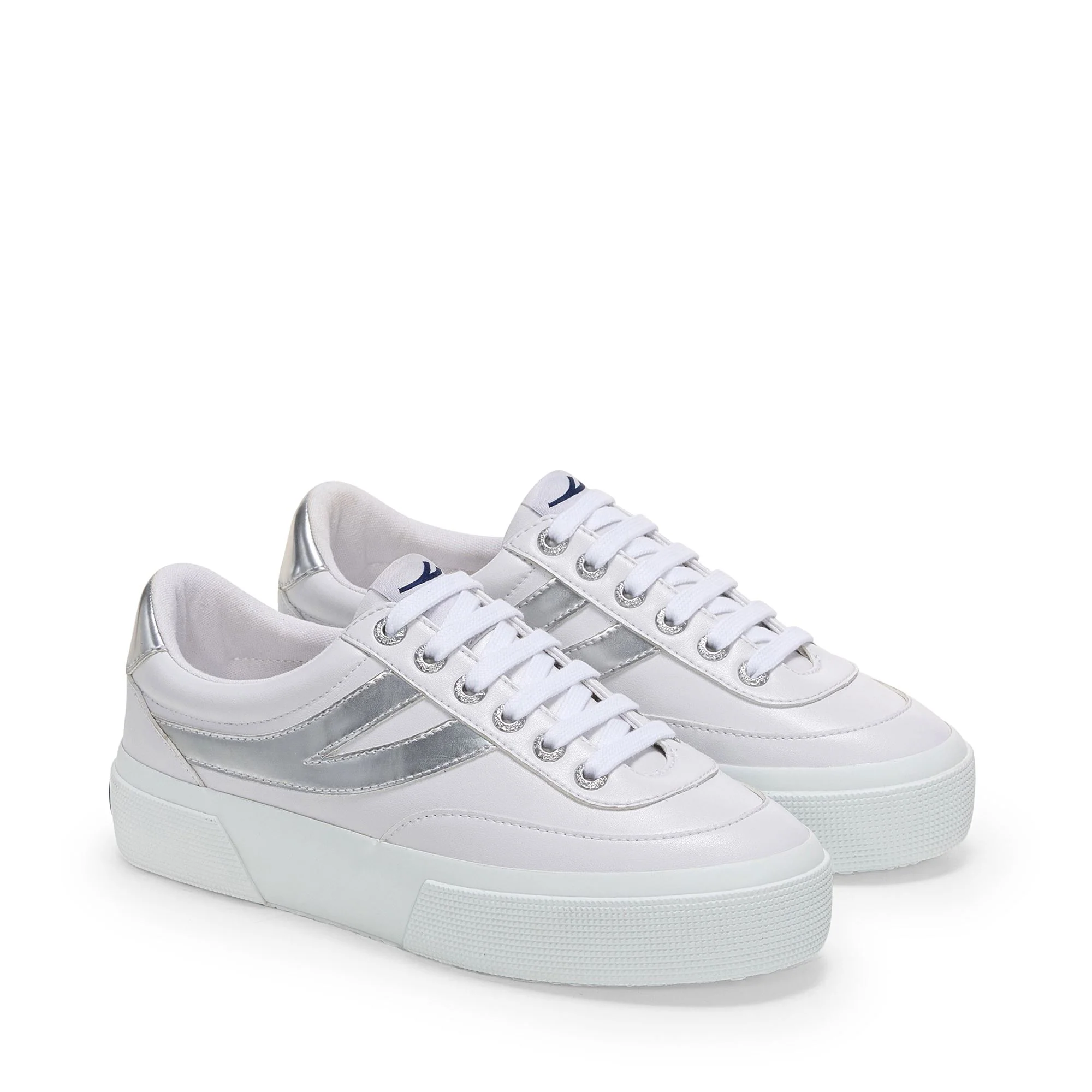 3740 PLATFORM BLOCKS MIRROR SYNTHETIC MATERIAL - Lady Shoes - Wedge - Woman - White-Silver - Image 2