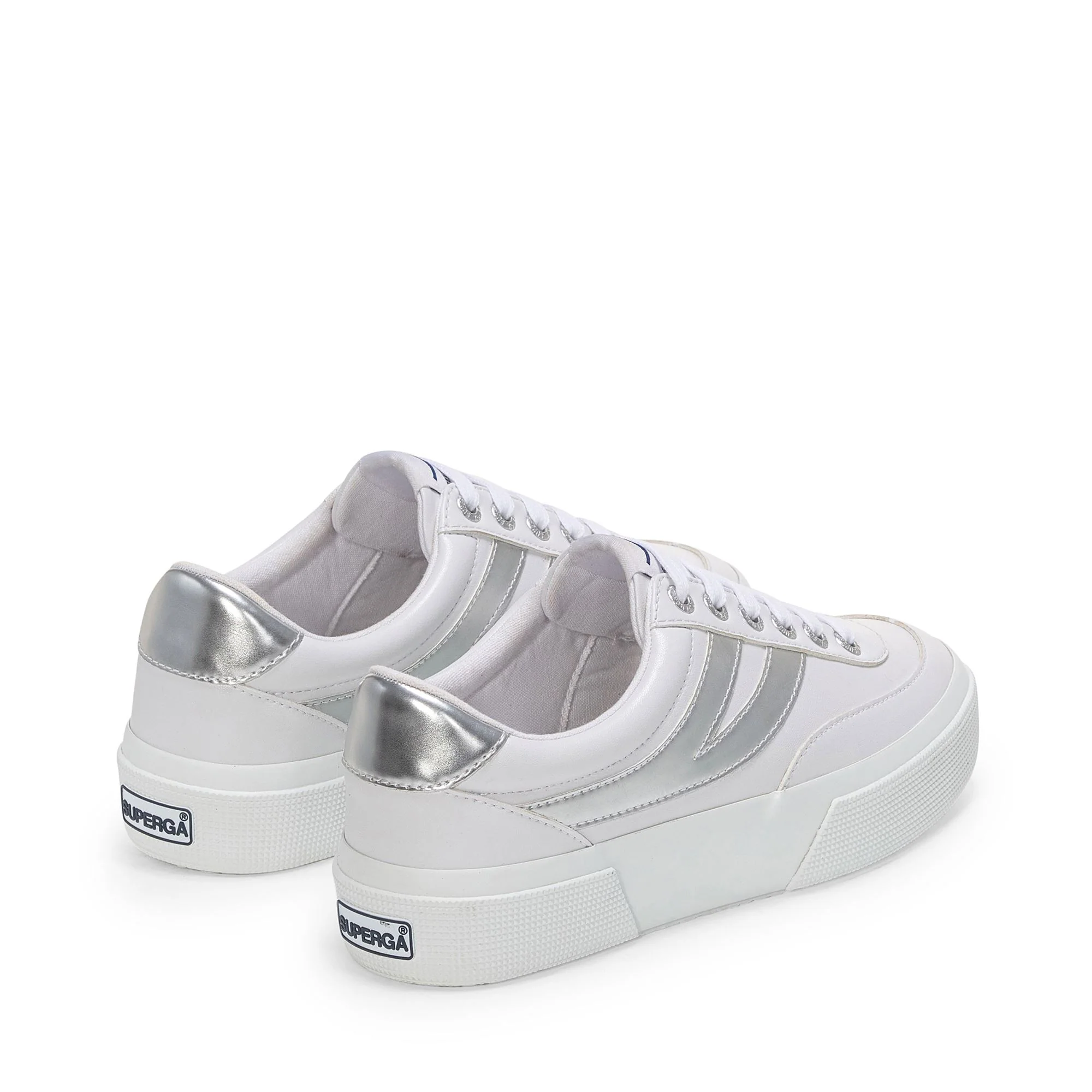 3740 PLATFORM BLOCKS MIRROR SYNTHETIC MATERIAL - Lady Shoes - Wedge - Woman - White-Silver - Image 3