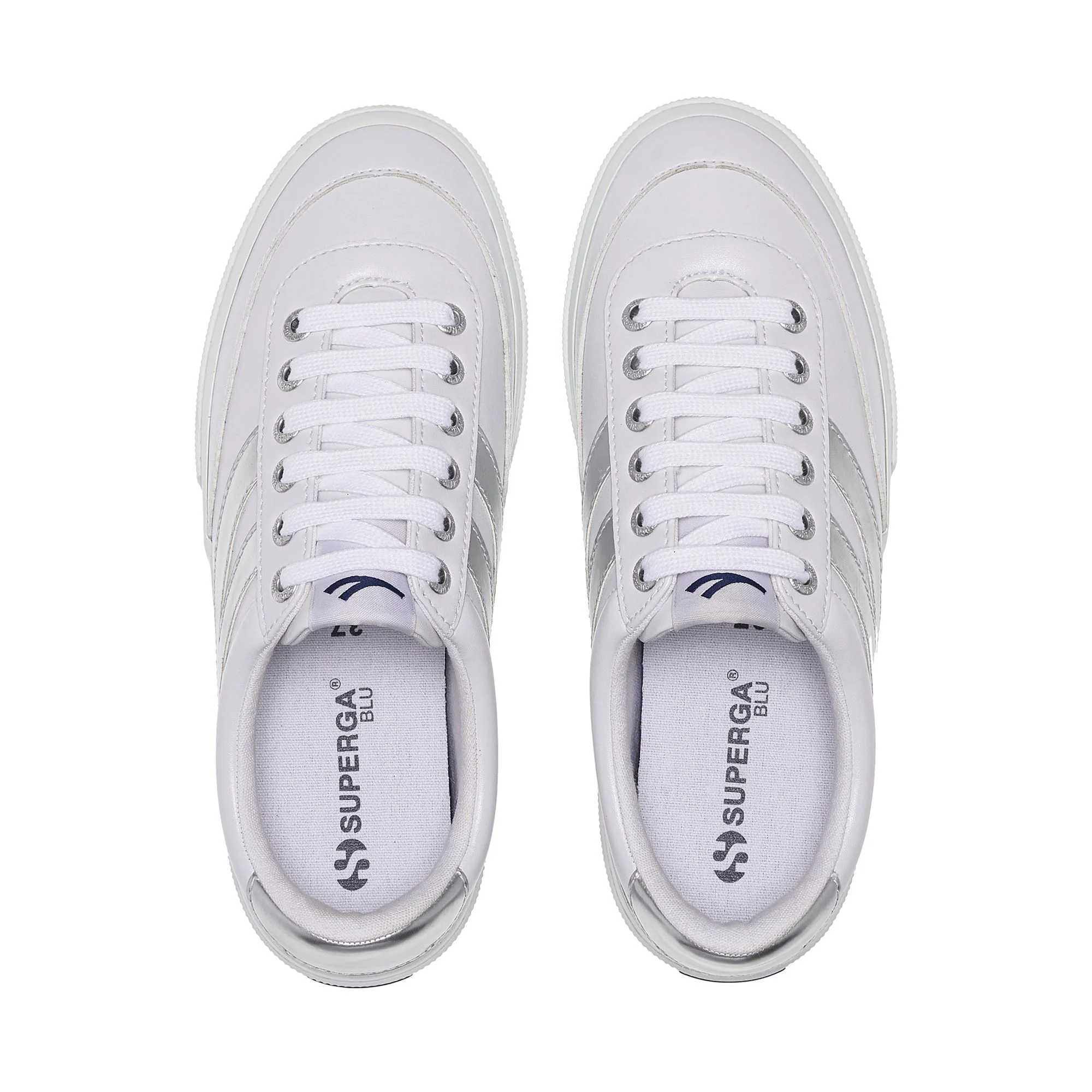 3740 PLATFORM BLOCKS MIRROR SYNTHETIC MATERIAL - Lady Shoes - Wedge - Woman - White-Silver - Image 4