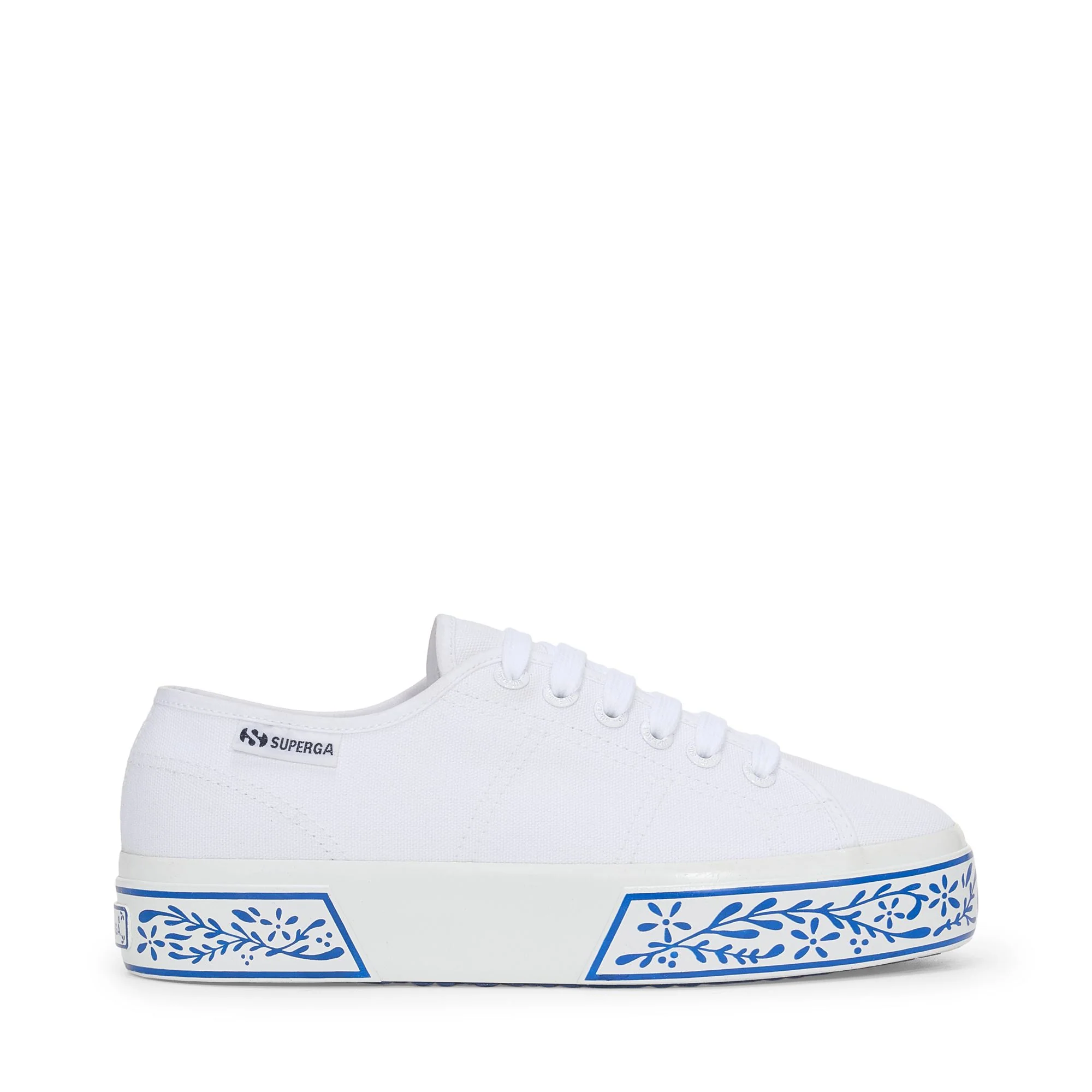 3740 PLATFORM CERAMIC PRINT LEGGERA - Lady Shoes - Wedge - Woman - White-Blue Ceramic