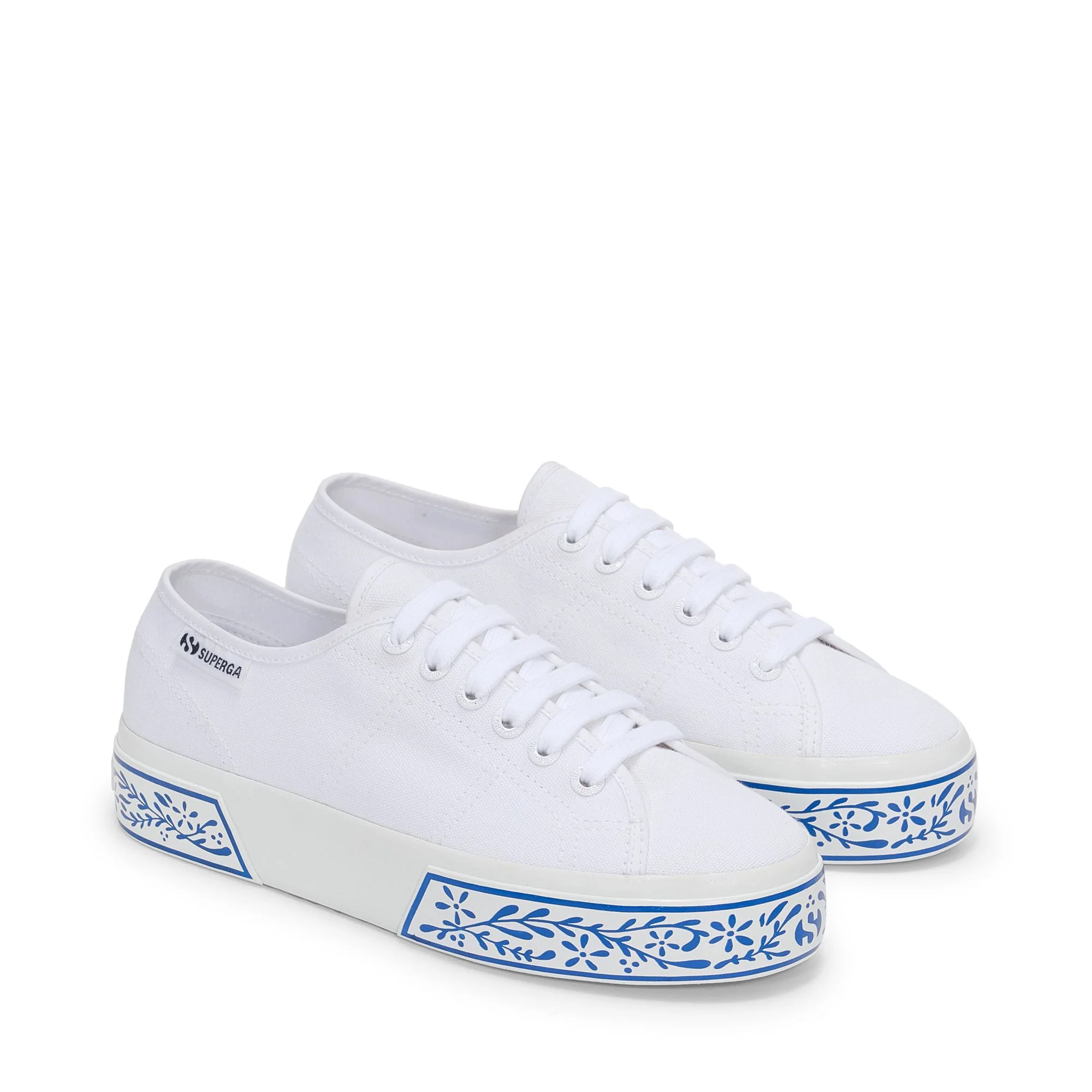 3740 PLATFORM CERAMIC PRINT LEGGERA - Lady Shoes - Wedge - Woman - White-Blue Ceramic - Image 2