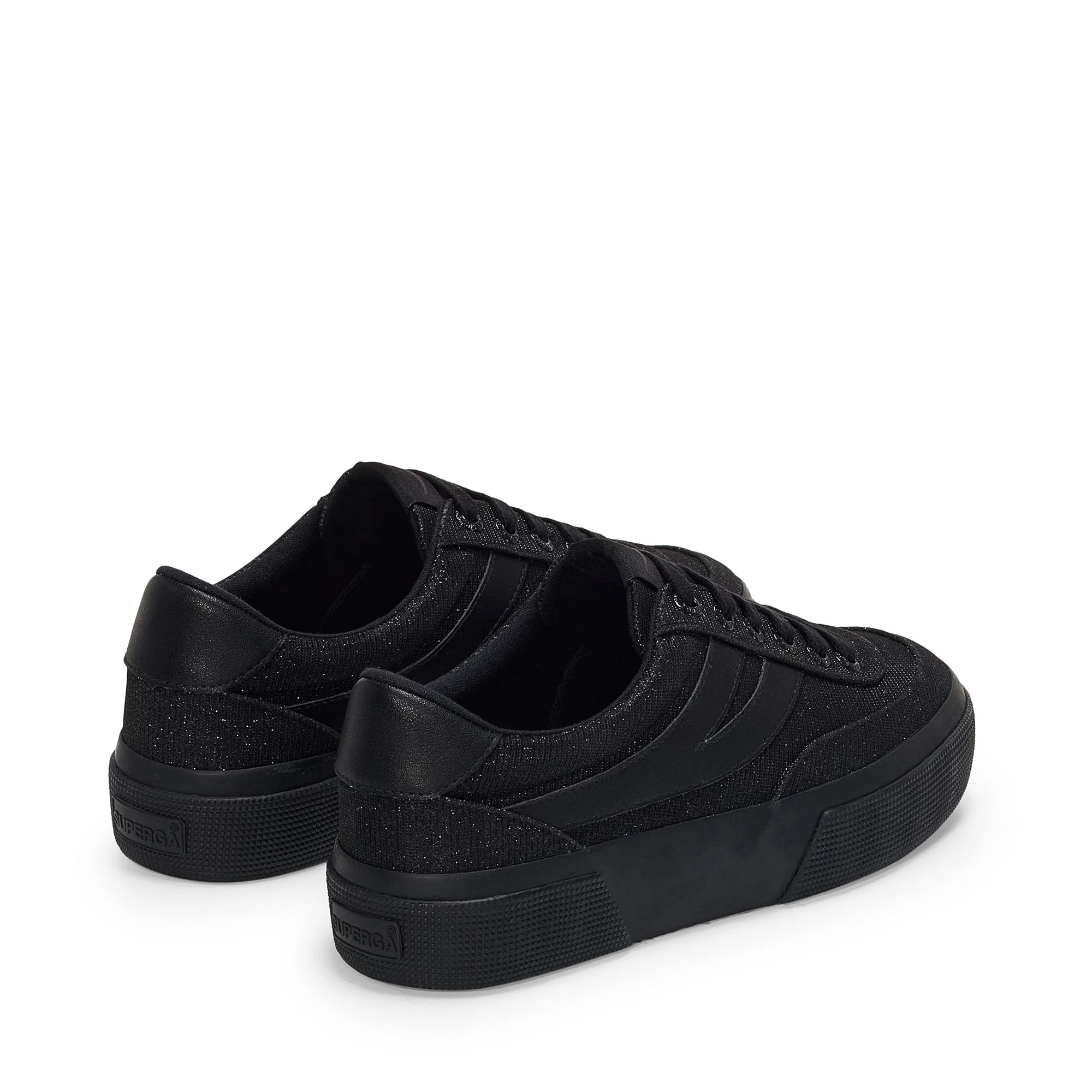 3740 PLATFORM JERSEY LAME BLOCKS LEGGERA - Lady Shoes - Wedge - Woman - Total Black-Black - Image 3