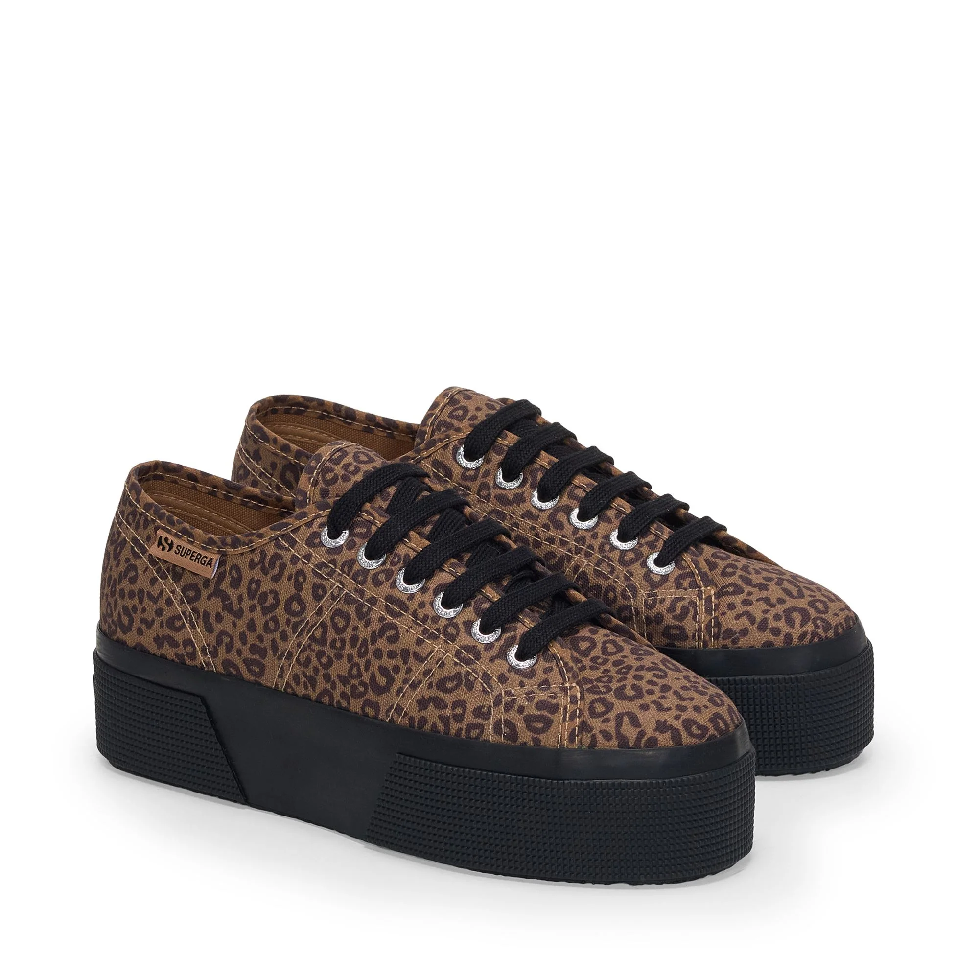 3790 PLATFORM BLACK LEOPARD PRINT LEGGERA - Lady Shoes - Wedge - Woman - Black-Beige Twine - Image 2