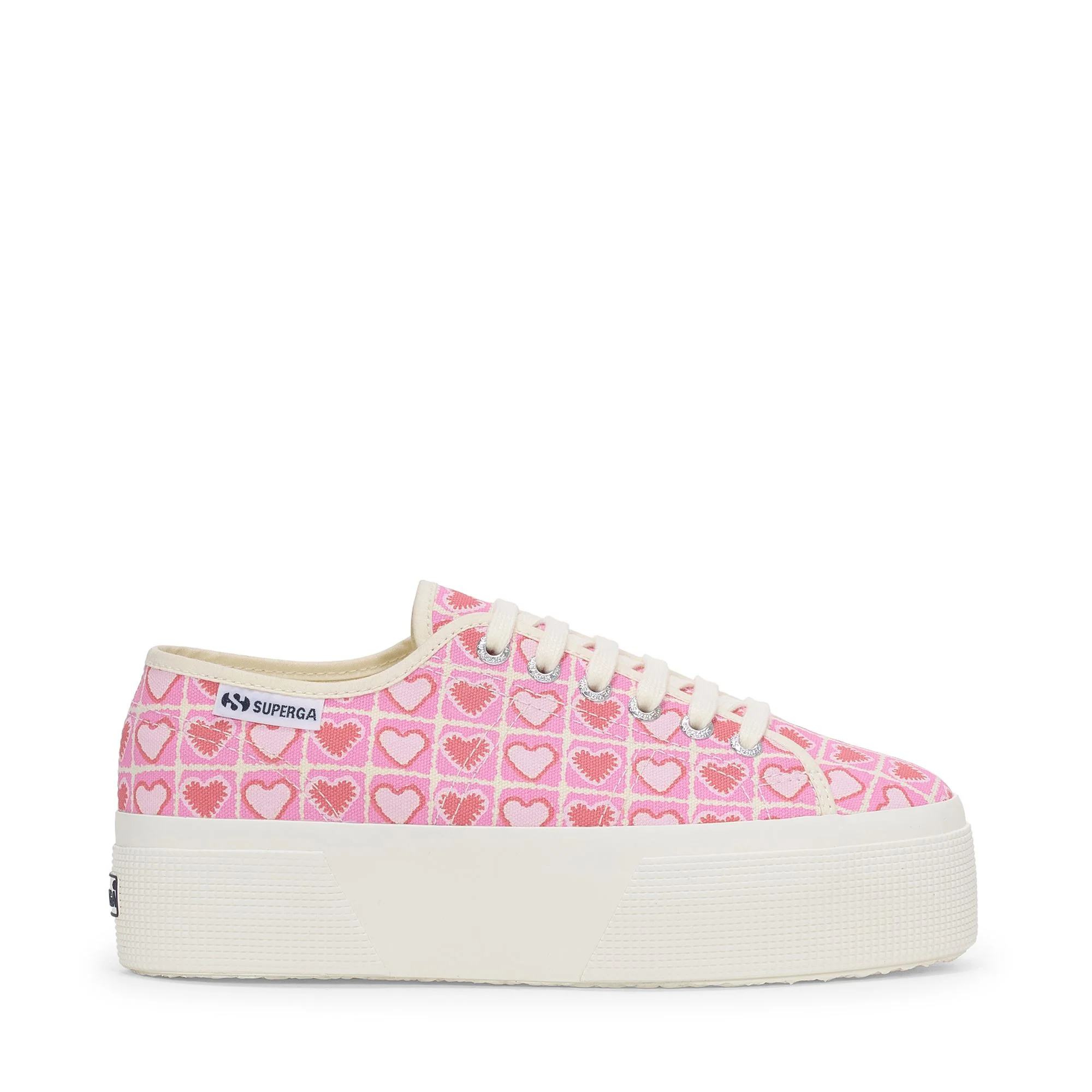 3790 PLATFORM HEART CROCHET PRINT LEGGERA - Lady Shoes - Wedge - Woman - Pink-Beige-Coral