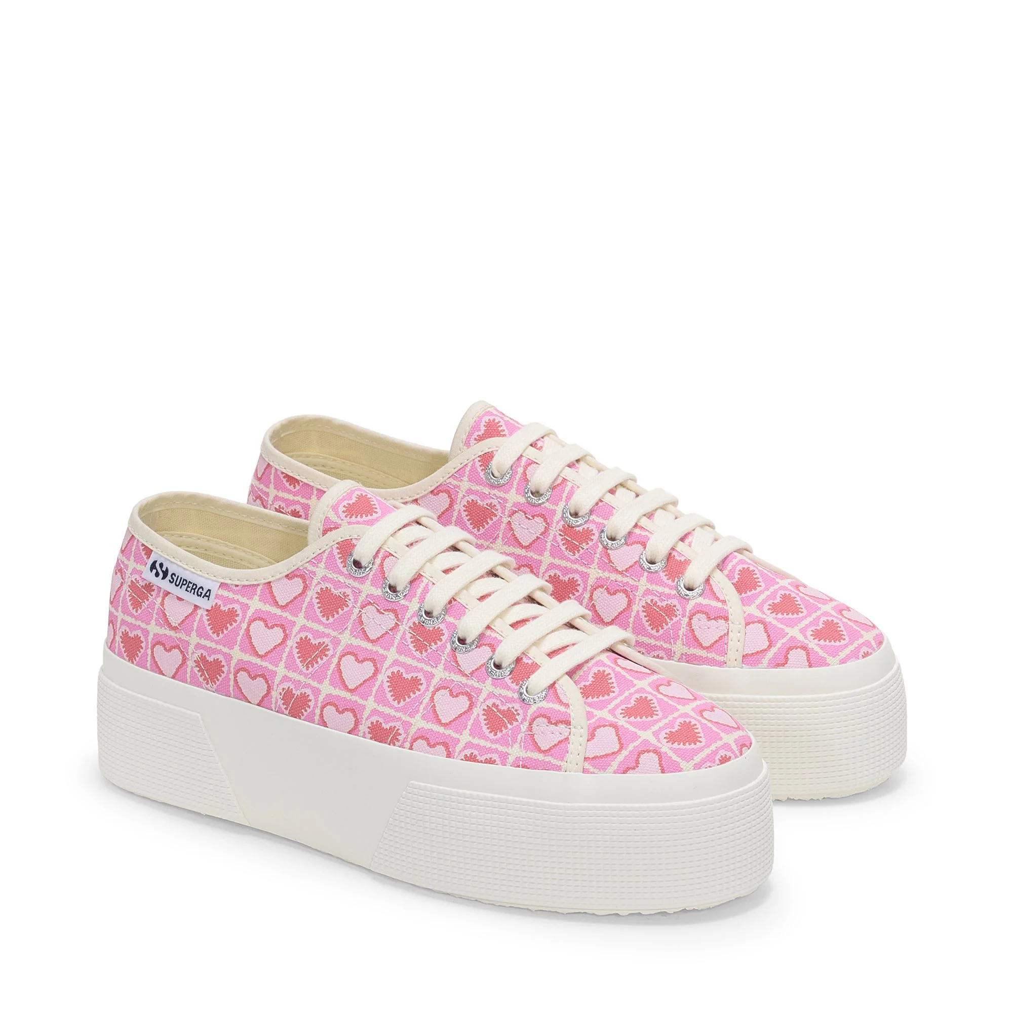 3790 PLATFORM HEART CROCHET PRINT LEGGERA - Lady Shoes - Wedge - Woman - Pink-Beige-Coral - Image 2