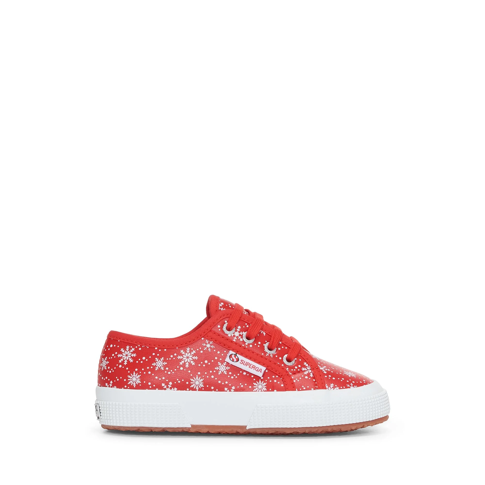 2750 KIDS VEGAN MATERIAL SNOWFLAKES - Le Superga - Low Cut - Kid unisex - Red-Snowflakes