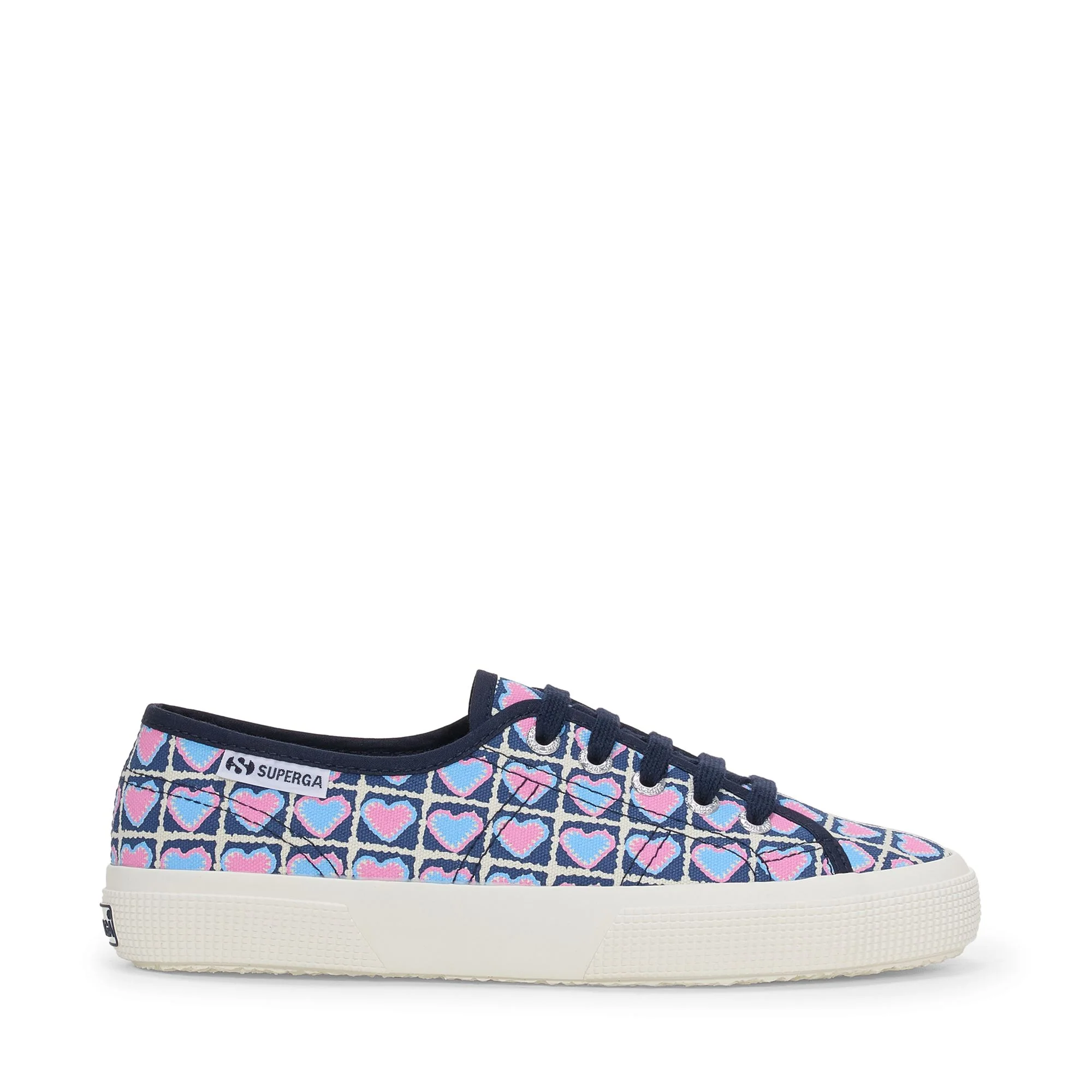 3750 HEART CROCHET PRINT LEGGERA - Le Superga - Low Cut - Woman - Blue Md Cobalt-Azure-Pink
