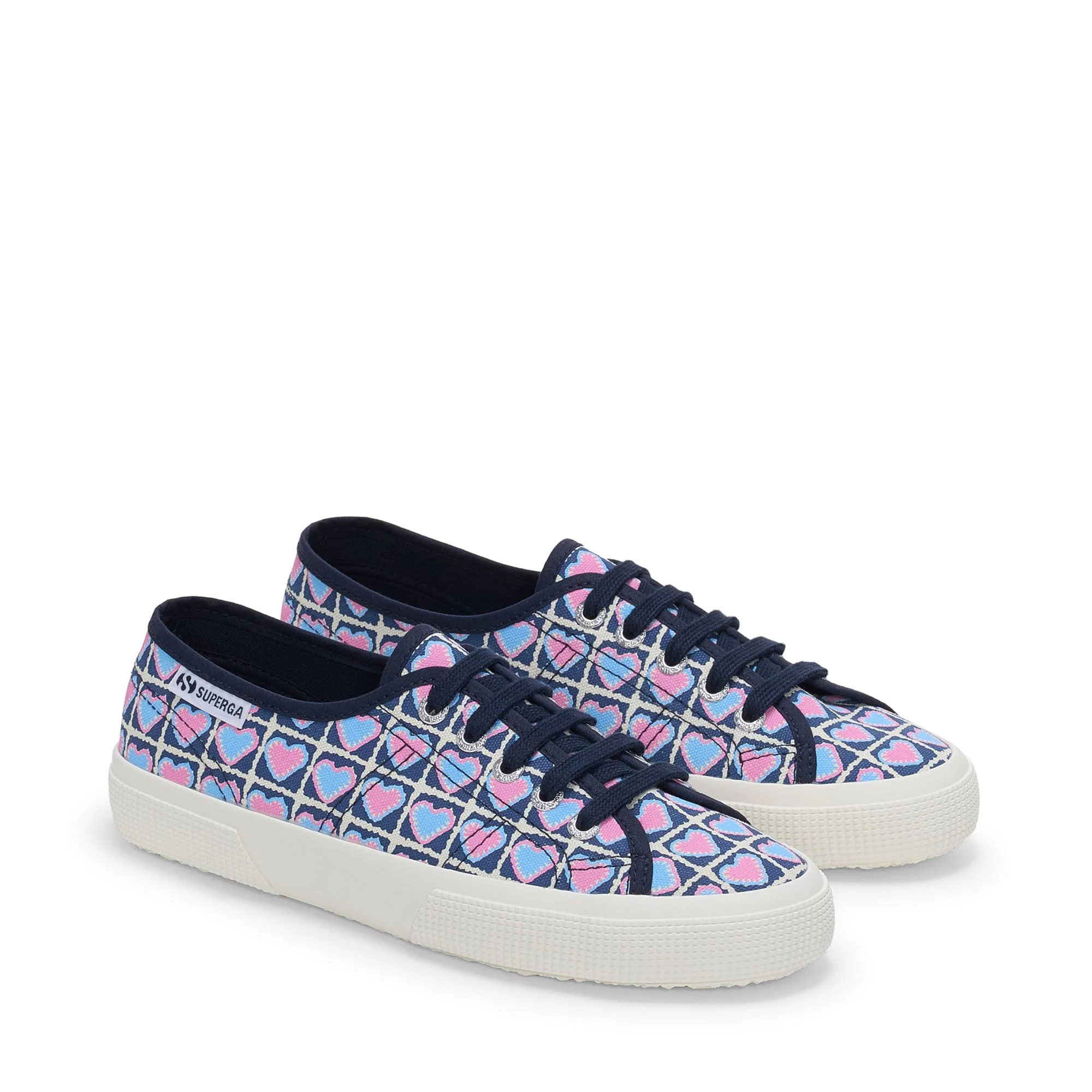 3750 HEART CROCHET PRINT LEGGERA - Le Superga - Low Cut - Woman - Blue Md Cobalt-Azure-Pink - Image 2