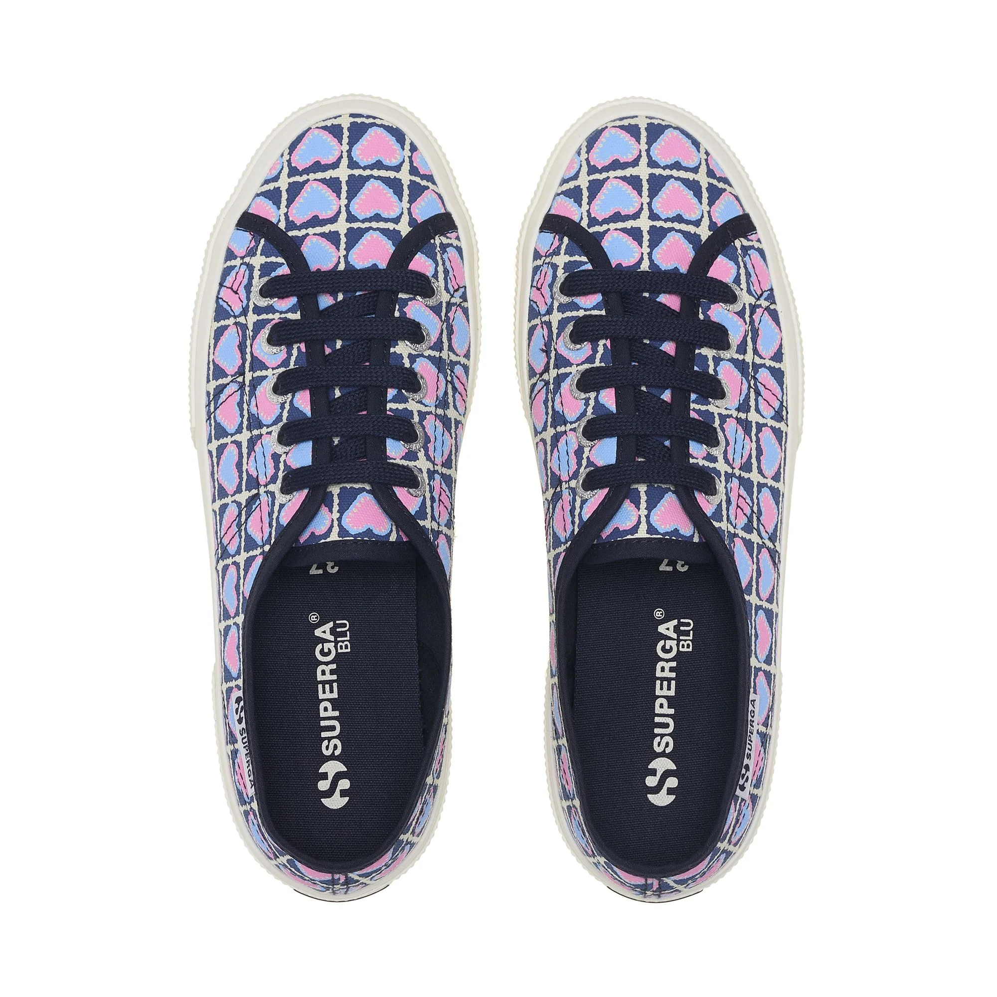 3750 HEART CROCHET PRINT LEGGERA - Le Superga - Low Cut - Woman - Blue Md Cobalt-Azure-Pink - Image 4