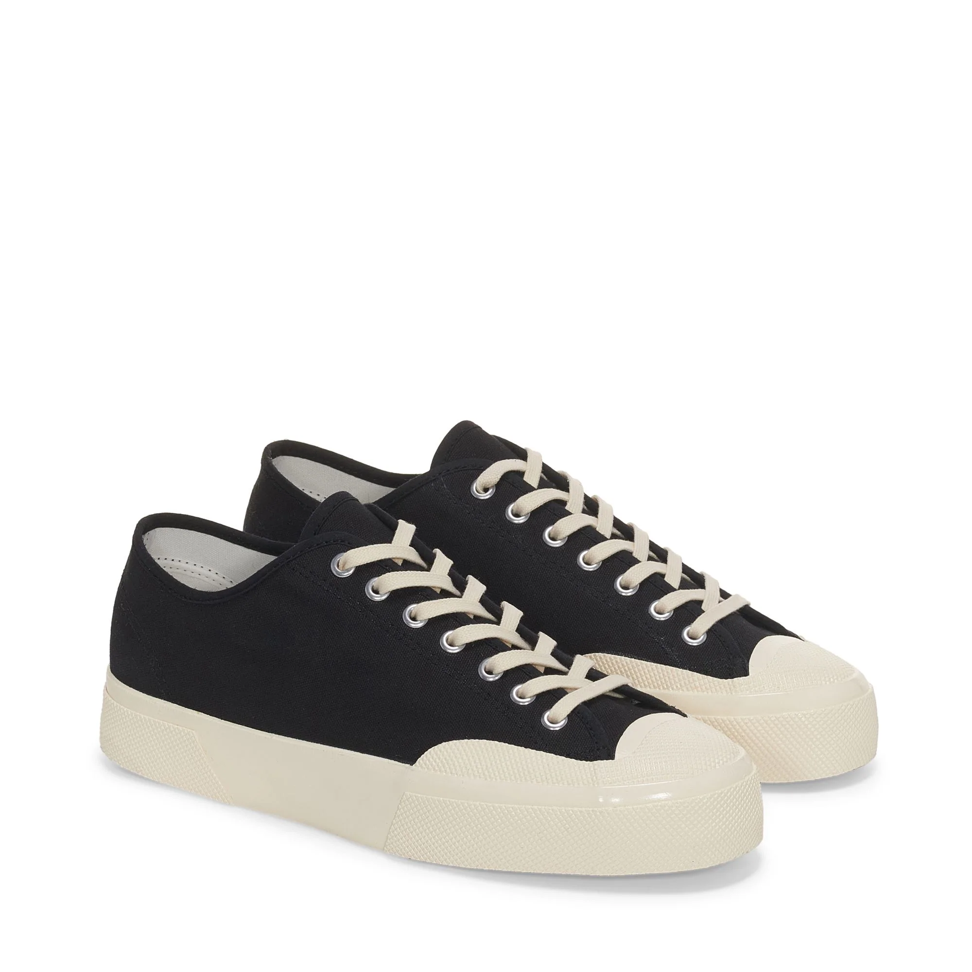 2432 WORKS LOW CUT COTTON CANVAS - Sneakers - Low Cut - Unisex - Black-Off White - Image 2