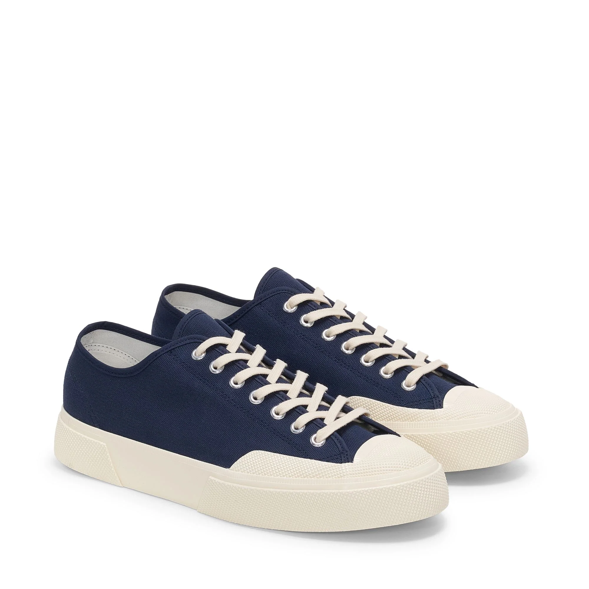 2432 WORKS LOW CUT COTTON CANVAS - Sneakers - Low Cut - Unisex - Navy-Off White - Image 2
