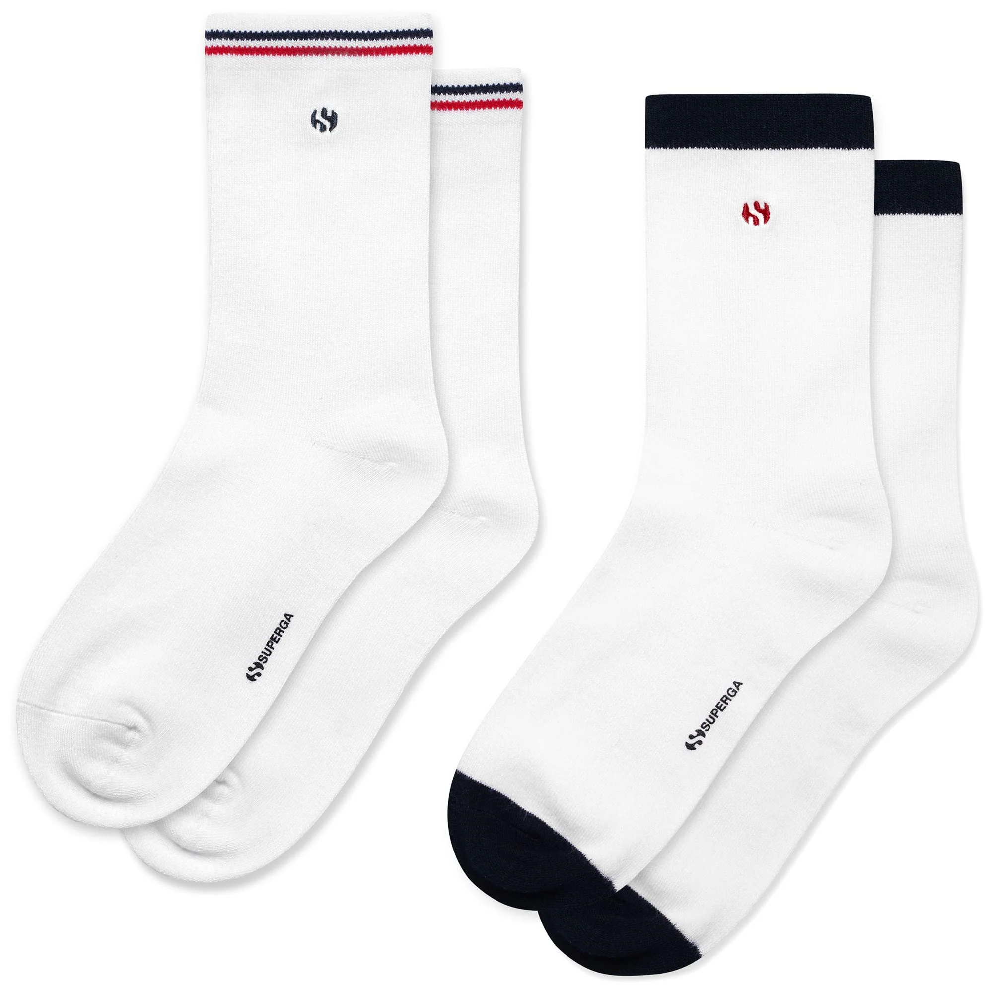 SP24_W02 CREW 2PACK - Socks - Crew Sock - Woman - White-Blue Navy-Red